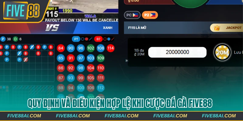 Quy định và điều kiện hợp lệ khi cược đá gà Five88