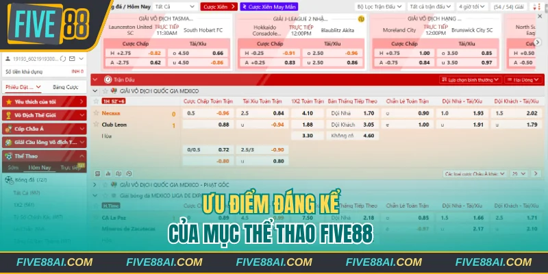 Ưu điểm đáng kể của mục thể thao Five88